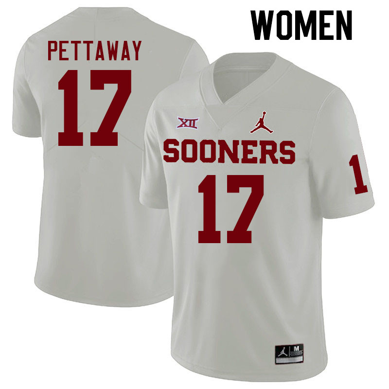 Women #17 Jaquaize Pettaway Oklahoma Sooners College Football Jerseys Stitched Sale-White - Click Image to Close